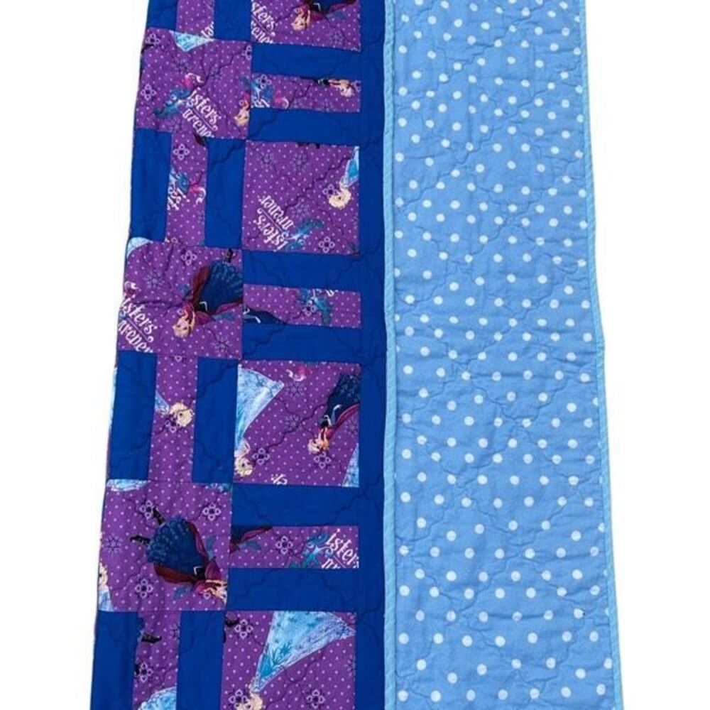 Disney Frozen Quilt Handmade Patchwork Blanket Elsa Anna Sisters Reversible 35x4